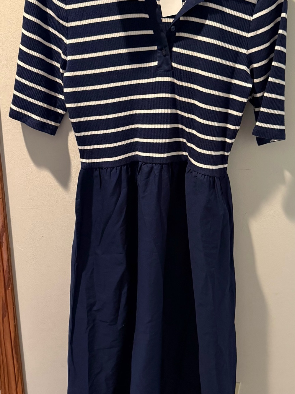 NWT J. Crew Striped Collared Knit Blue White Maxi Dress Size XLP